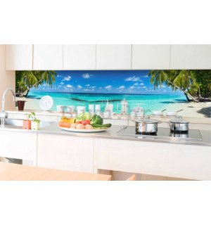 Samoljepljiva periva tapeta za kuhinju - Rajska plaža, 350x60 cm