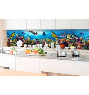 Samoljepljiva periva tapeta za kuhinju - Podmorski život, 350x60 cm