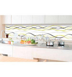 Samoljepljiva periva tapeta za kuhinju - Crno i žuto mreškanje, 350x60 cm