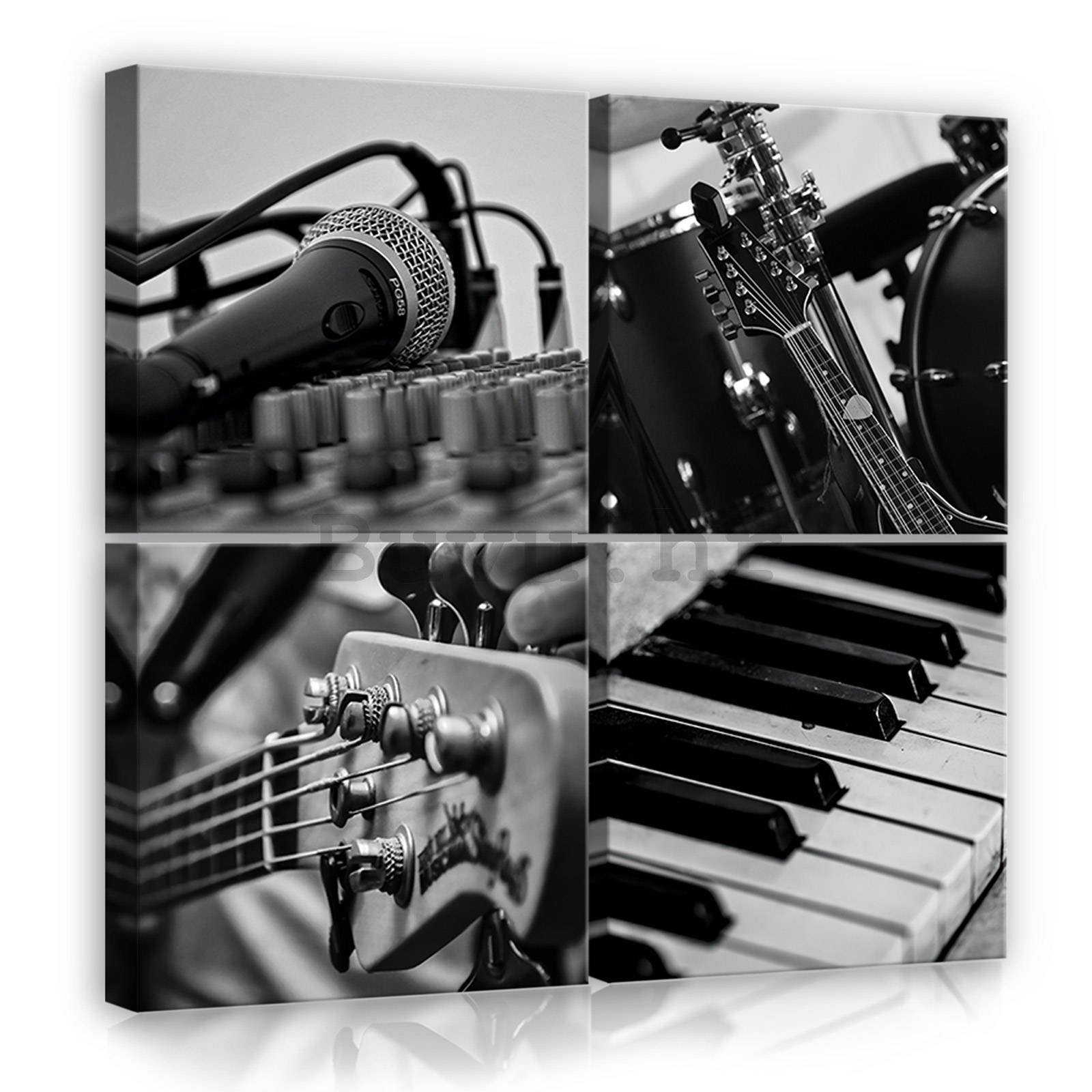 Slika na platnu: Crno-bijela glazba - set 4kom 25x25cm