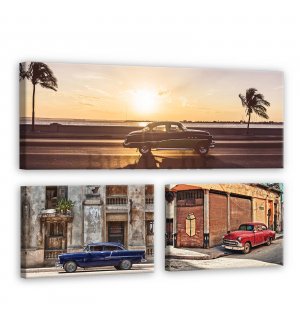 Slika na platnu: Havana auto uz more - set 1kom 80x30 cm i 2kom 37,5x24,8 cm 