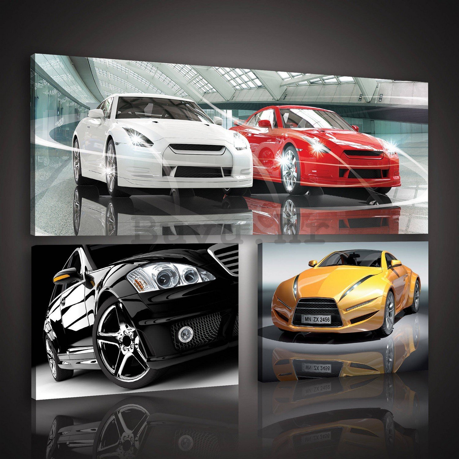 Slika na platnu: Sportski automobili - set 1kom 80x30 cm i 2kom 37,5x24,8 cm 
