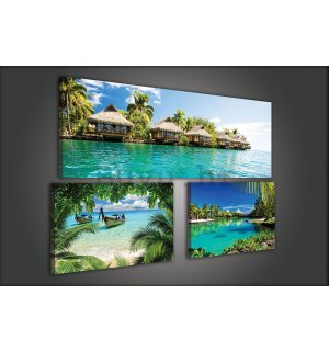 Slika na platnu: Tropski raj - set 1kom 80x30 cm i 2kom 37,5x24,8 cm 