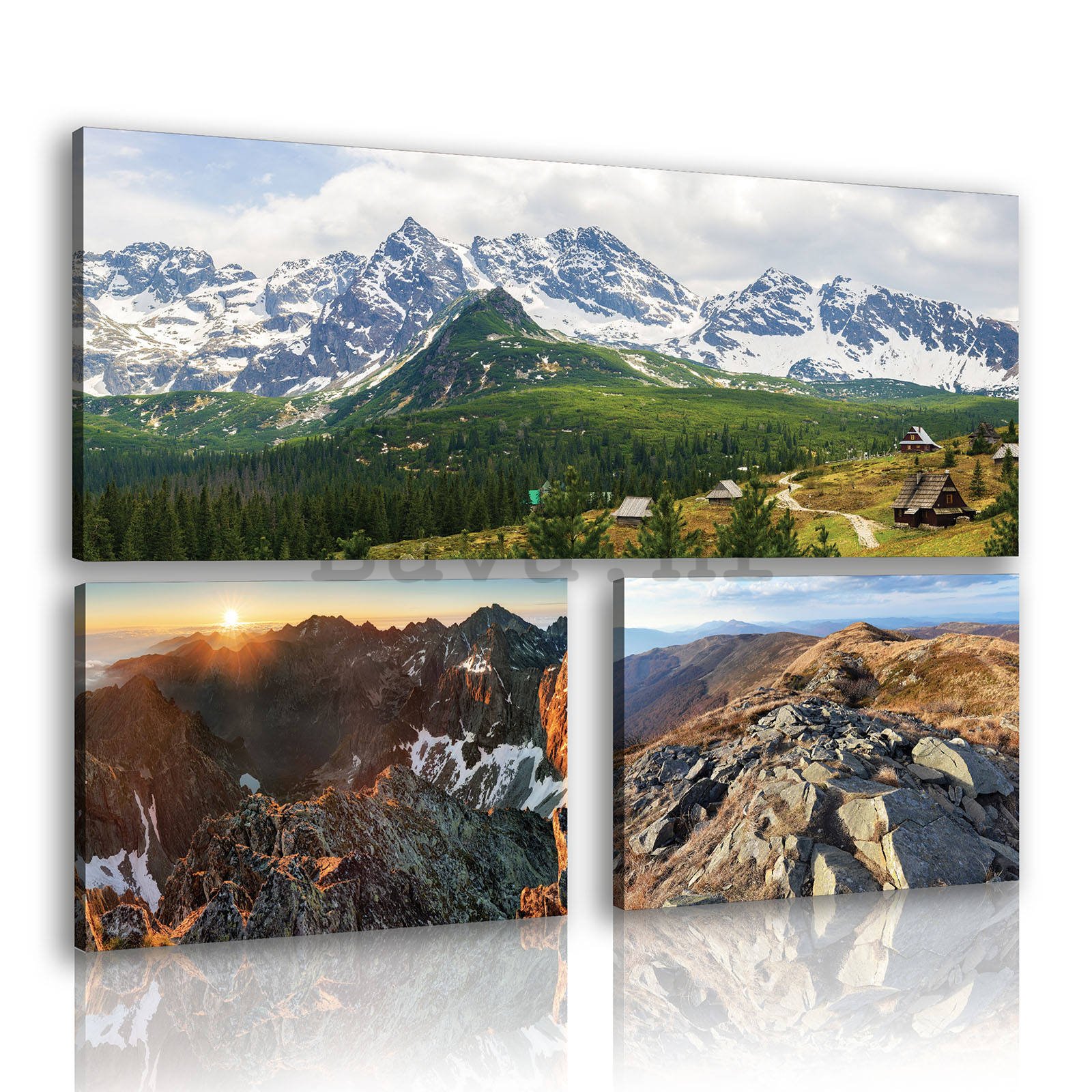 Slika na platnu: Pogled na planinu (2)  - set 1kom 80x30 cm i 2kom 37,5x24,8 cm 
