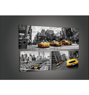 Slika na platnu: New York Taxi (1) - set 1kom 80x30 cm i 2kom 37,5x24,8 cm 