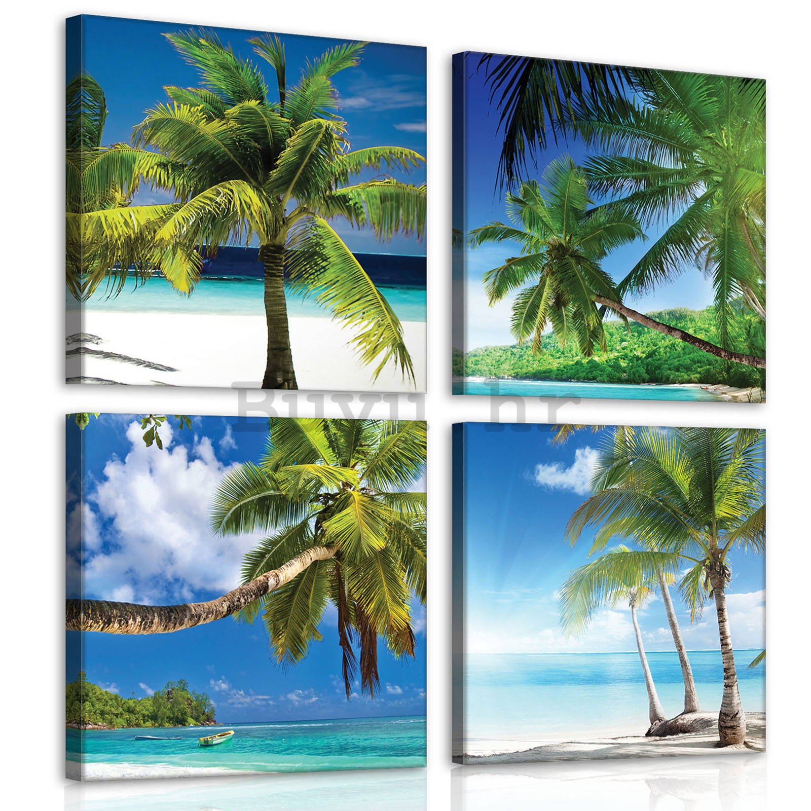 Slika na platnu: Palmy na pláži - set 4kom 25x25cm