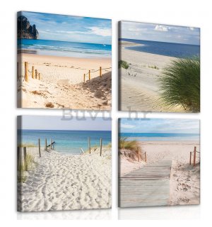 Slika na platnu: Cesty na pláži (1) - set 4kom 25x25cm