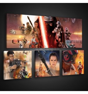 Slika na platnu: Star Wars The Force Awakens - set 1kom 80x30 cm i 3kom 25,8x24,8 cm