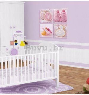 Slika na platnu: Ružičasti motivi bebe - set 4kom 25x25cm