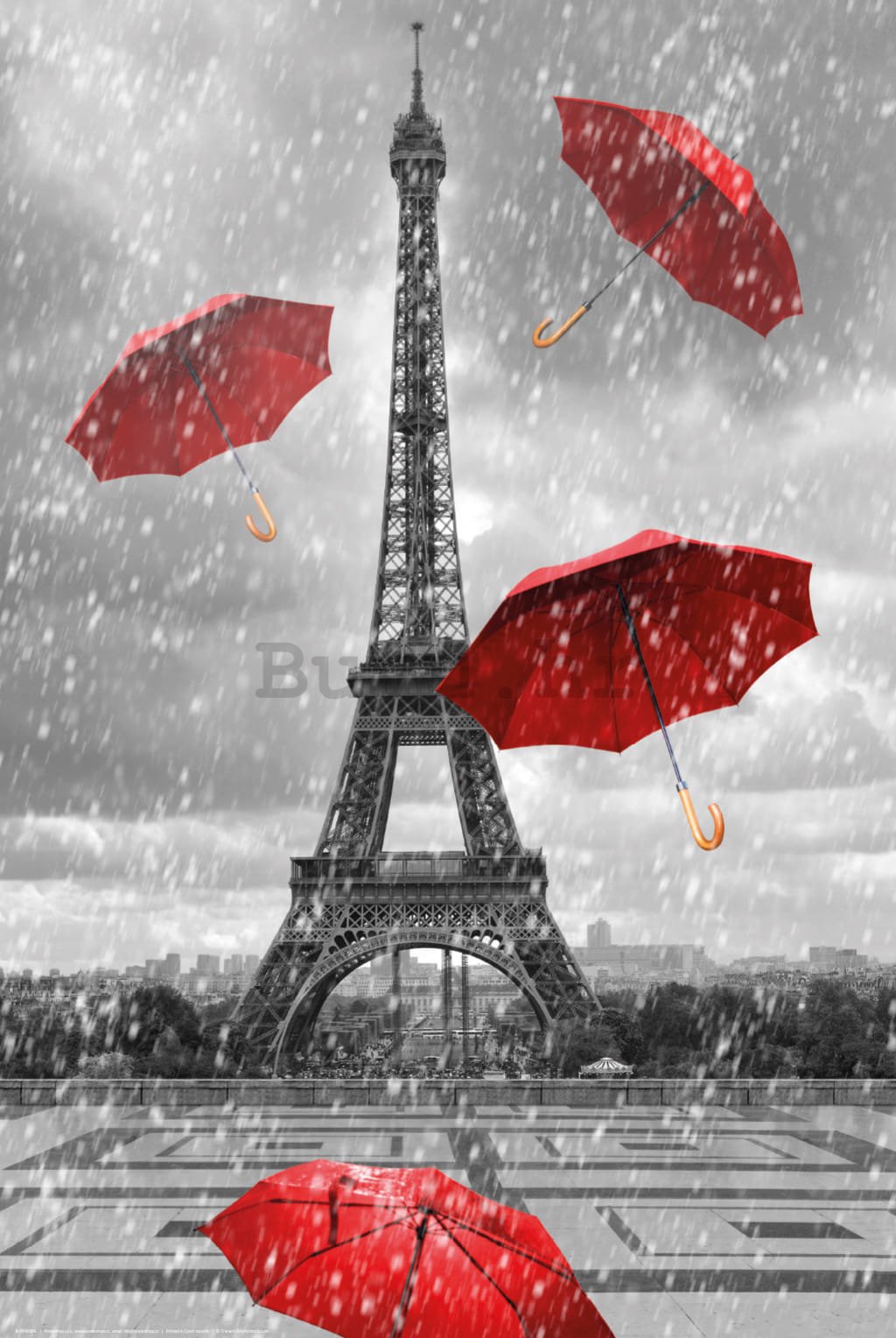 Poster: Eiffelov toranj i kišobrani