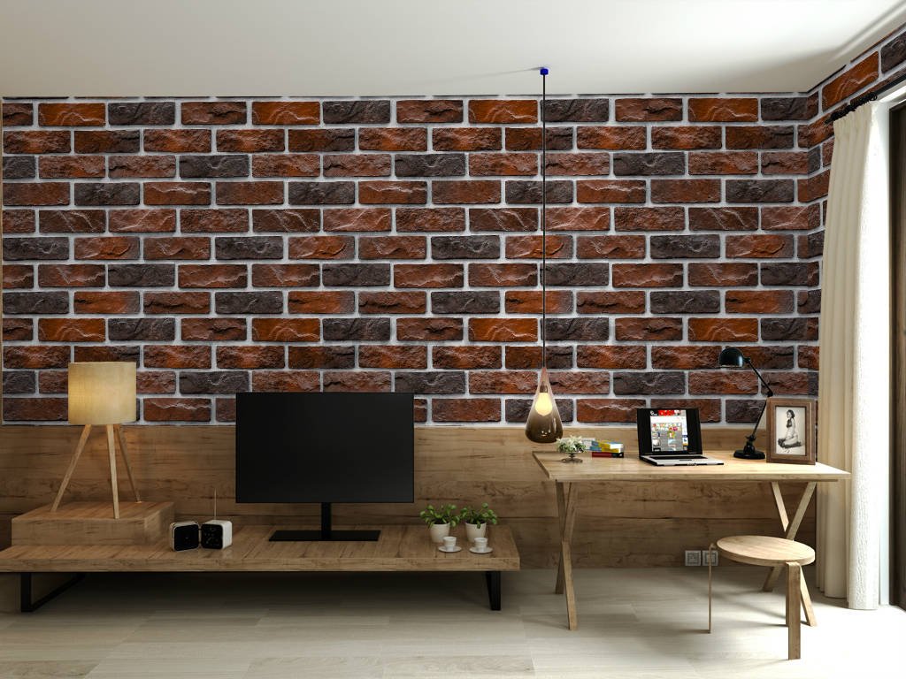 Vinilna periva tapeta - zid od opeke, crveno crne boje