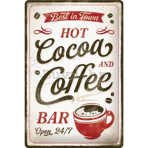 Metalna tabla: Hot Cocoa and Coffee - 20x30 cm