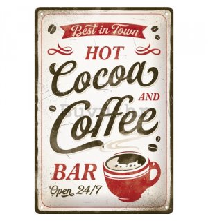 Metalna tabla: Hot Cocoa and Coffee - 20x30 cm
