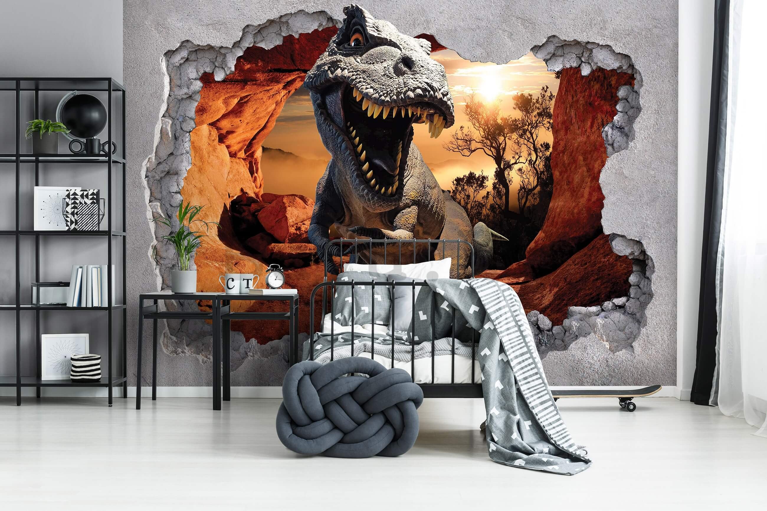 Vlies foto tapeta: Dinosaur sa zida - 254x184 cm