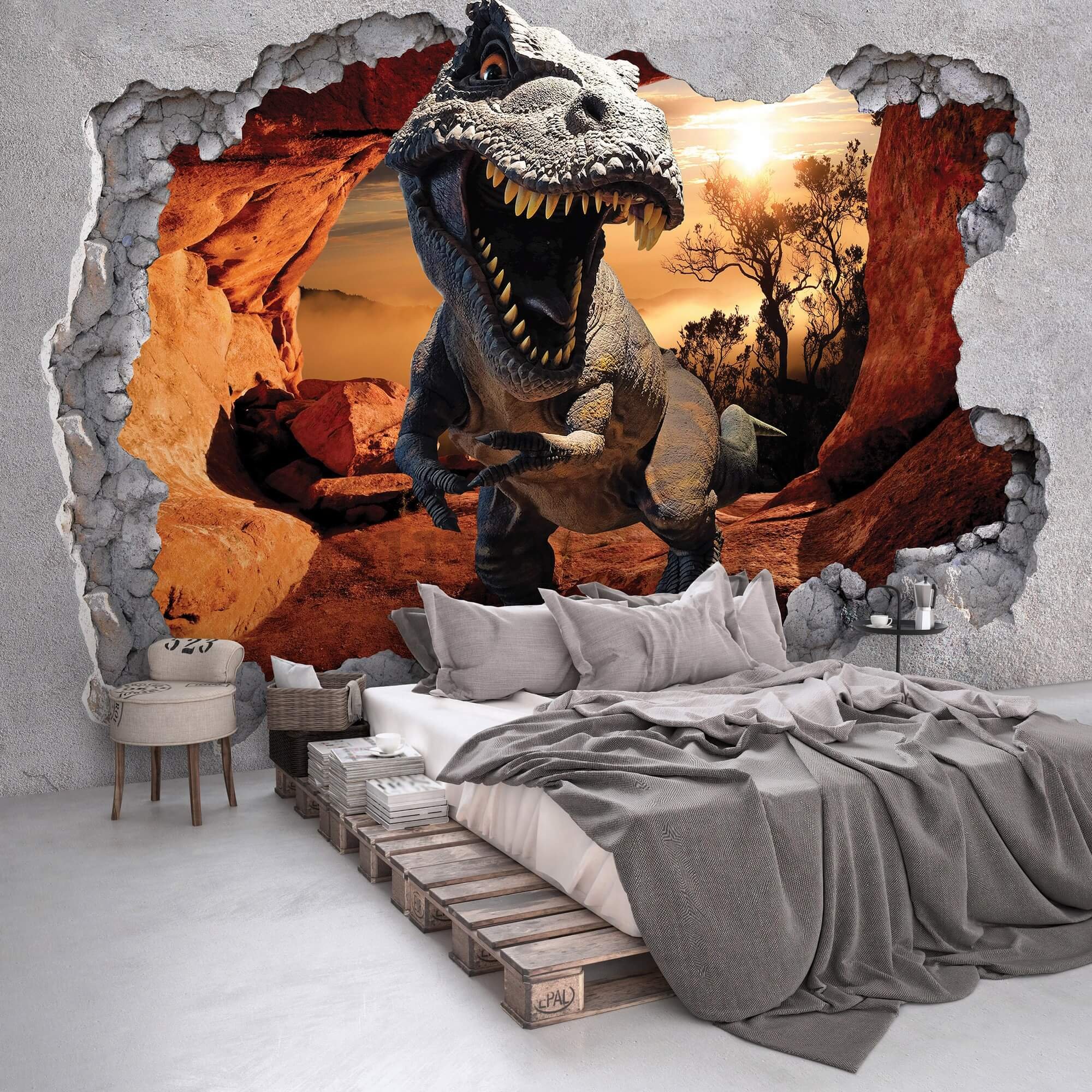 Vlies foto tapeta: Dinosaur sa zida - 254x184 cm