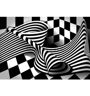 Vlies foto tapeta: Crno-bijela iluzija - 254x184 cm