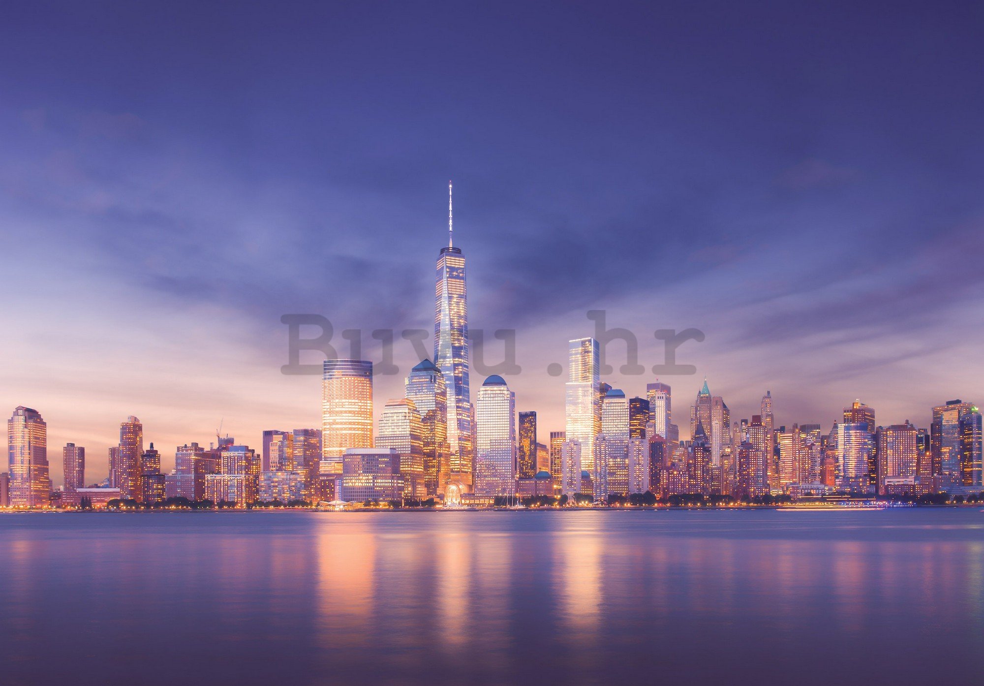 Foto tapeta: New York City (Manhattan nakon zalaska sunca) - 254x92 cm