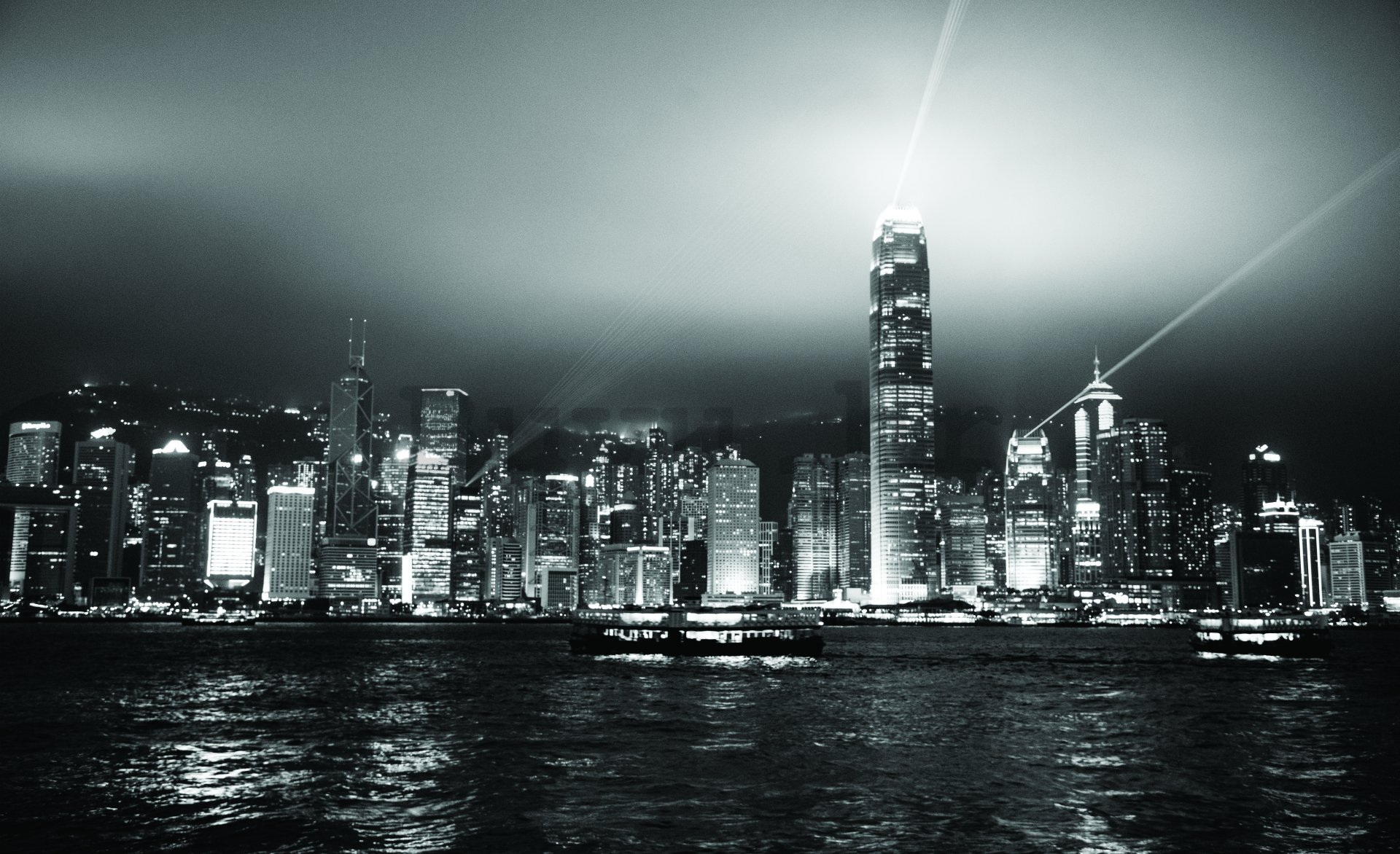 Foto tapeta Vlies: Hong Kong (crno-bijelo) - 312x219cm