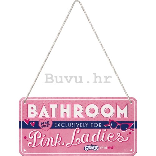 Metalna viseća tabla: Pink Ladies Bathroom - 20x10 cm