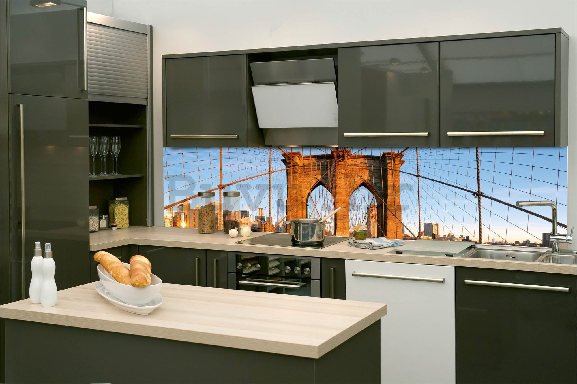 Samoljepljiva periva tapeta za kuhinju - Horizont Brooklynskog mosta, 260x60 cm