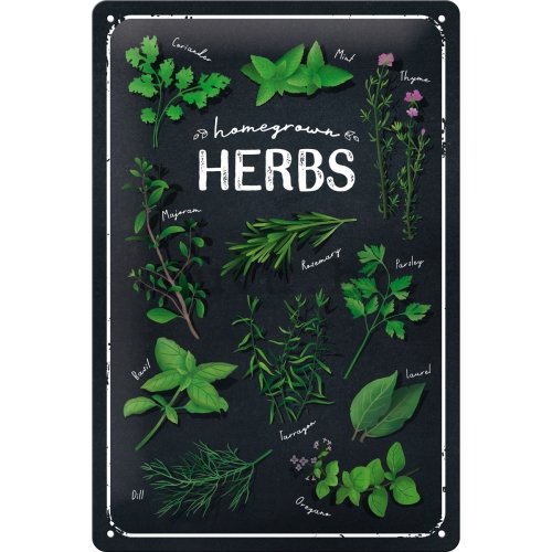 Metalna tabla: Homegrown Herbs - 20x30 cm