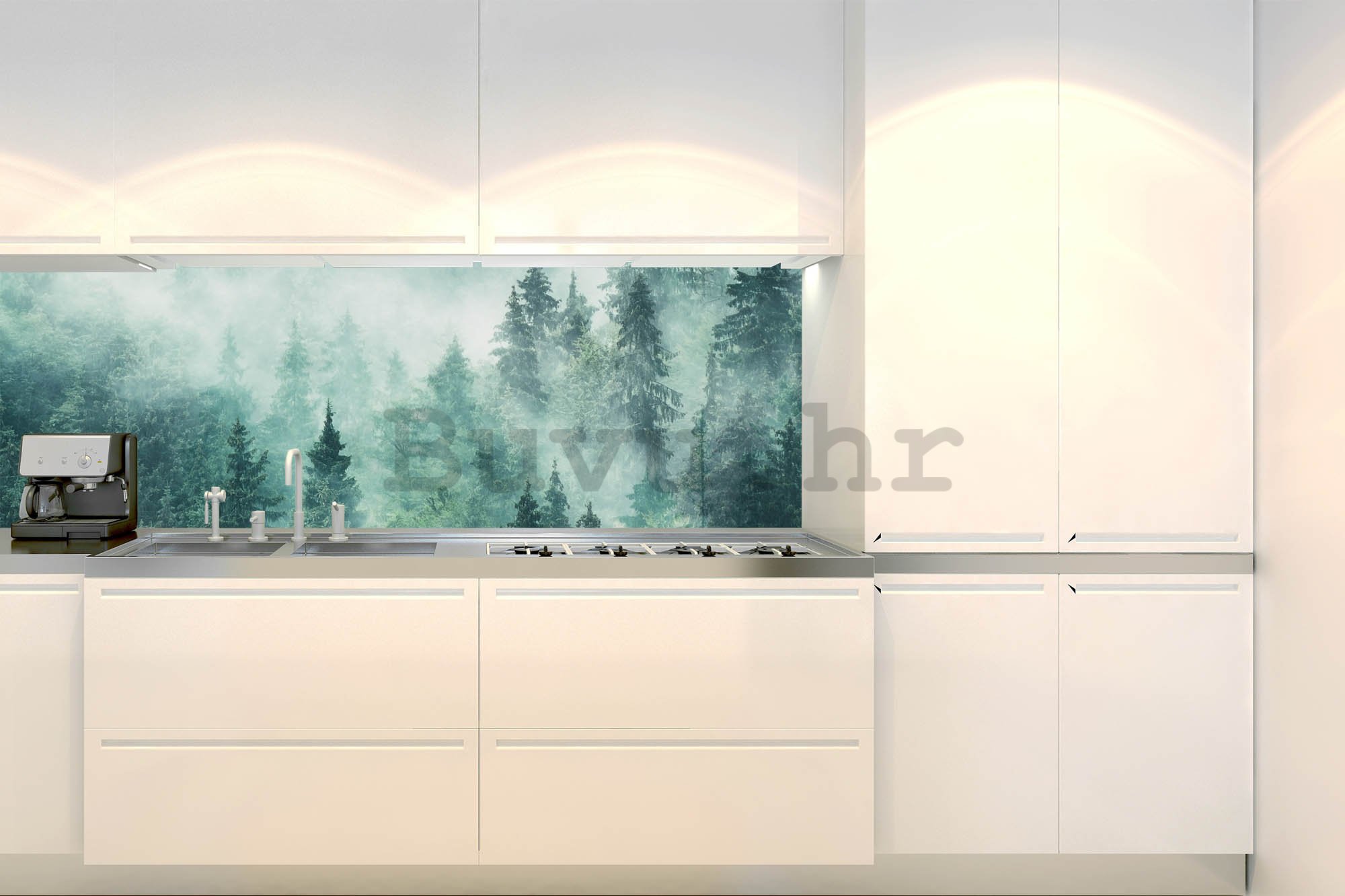 Samoljepljiva periva tapeta za kuhinju - Magla u šumi, 180x60 cm