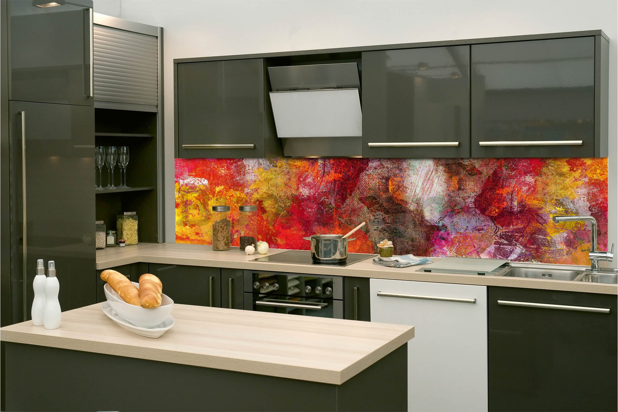 Samoljepljiva periva tapeta za kuhinju - Apstraktni zid, 260x60 cm