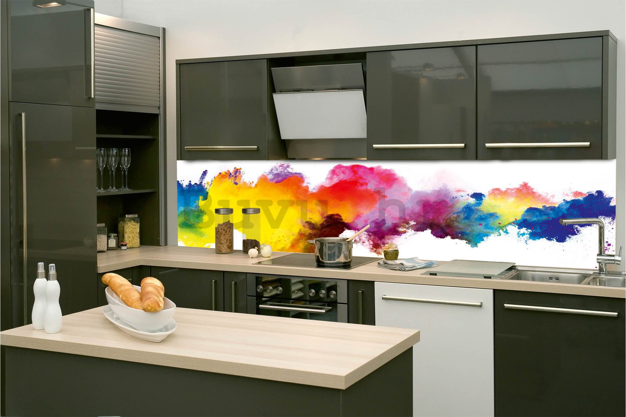 Samoljepljiva periva tapeta za kuhinju - Eksplozija boja, 260x60 cm