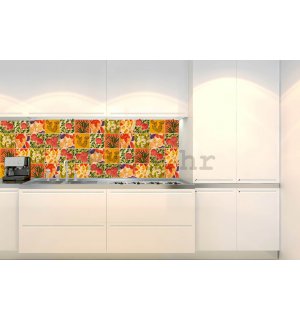 Samoljepljiva periva tapeta za kuhinju - Oslikane pločice, 180x60 cm