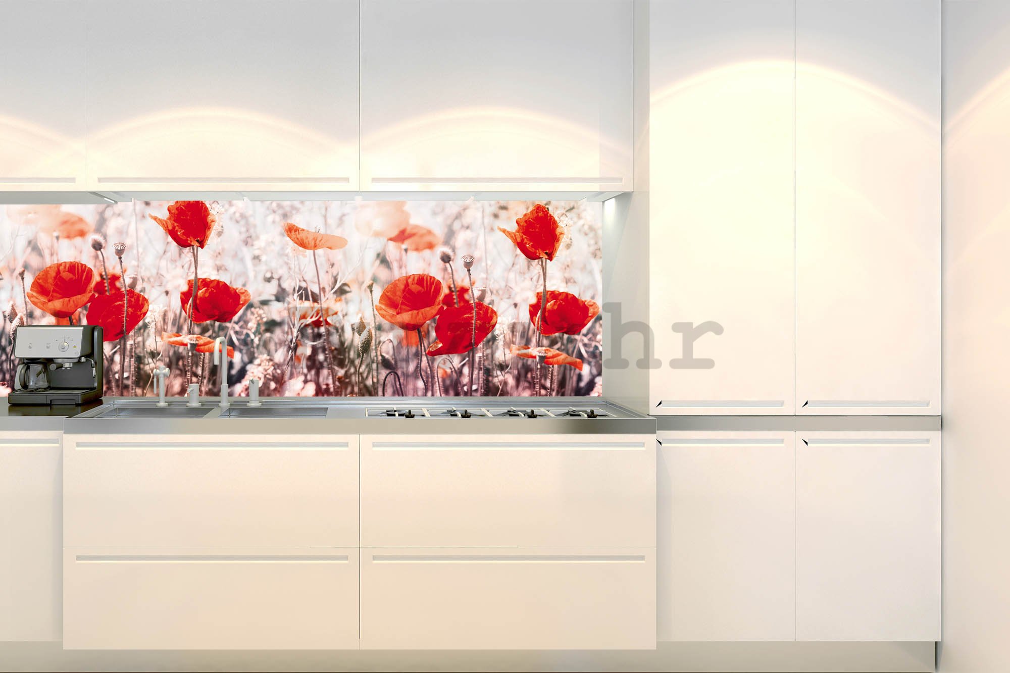 Samoljepljiva periva tapeta za kuhinju - Cvjetovi maka, 180x60 cm