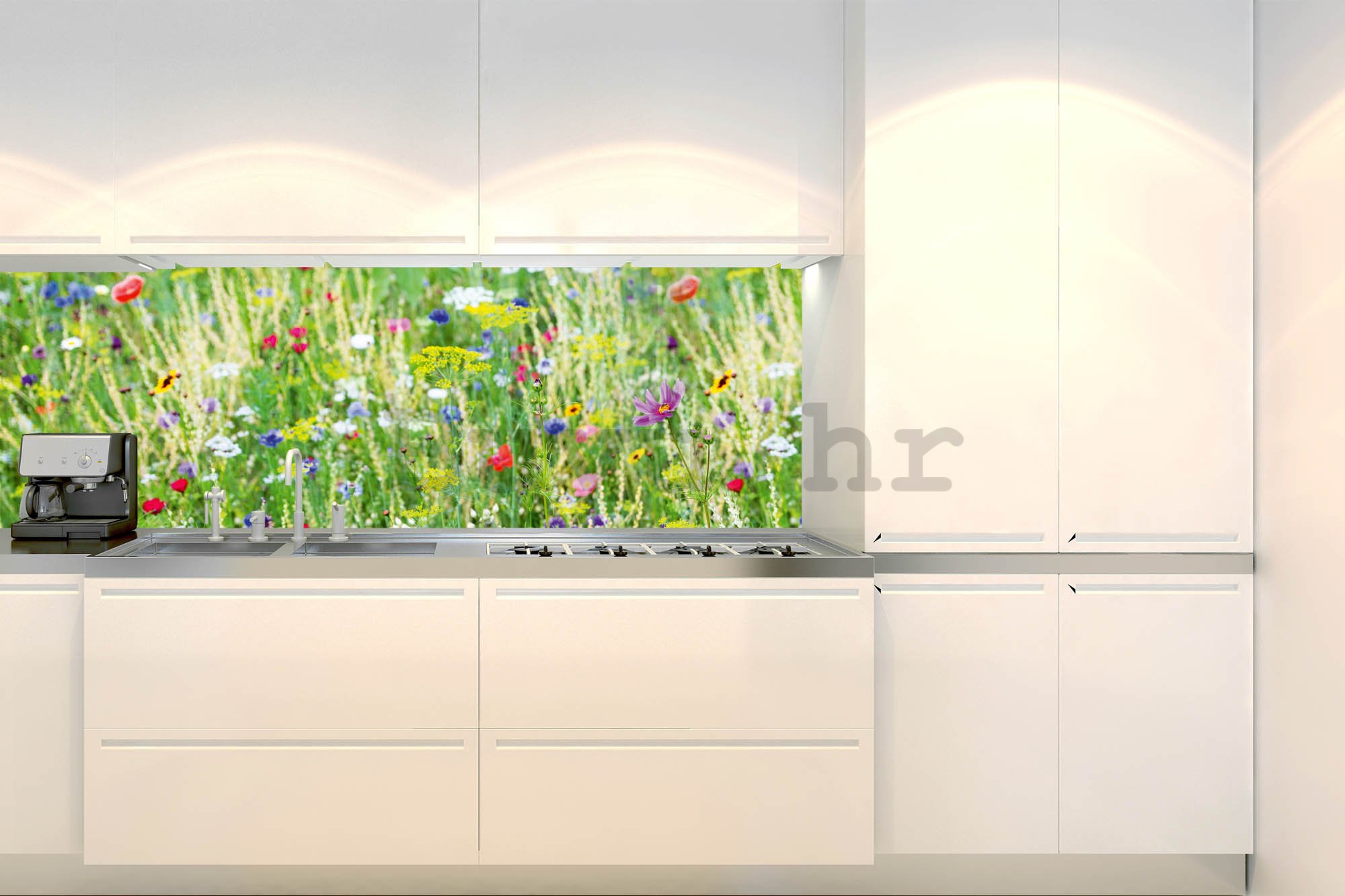 Samoljepljiva periva tapeta za kuhinju - Livada s cvijećem, 180x60 cm
