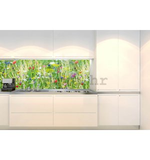 Samoljepljiva periva tapeta za kuhinju - Livada s cvijećem, 180x60 cm