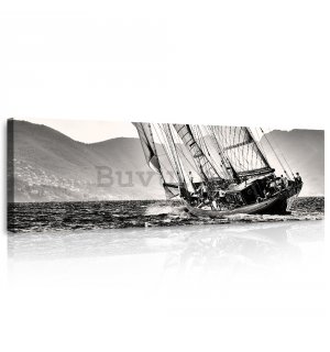 Slika na platnu: Yachting (crno-bijela jedrilica) - 145x45 cm