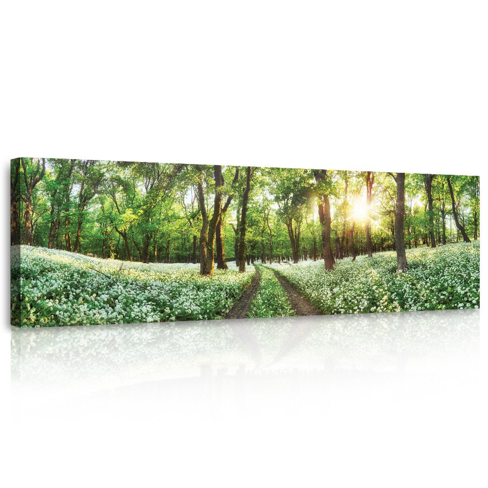 Slika na platnu: Cvjetni šumski put - 145x45 cm