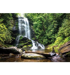 Foto tapeta Vlies: Bijeli vodopad u šumi - 254x184 cm