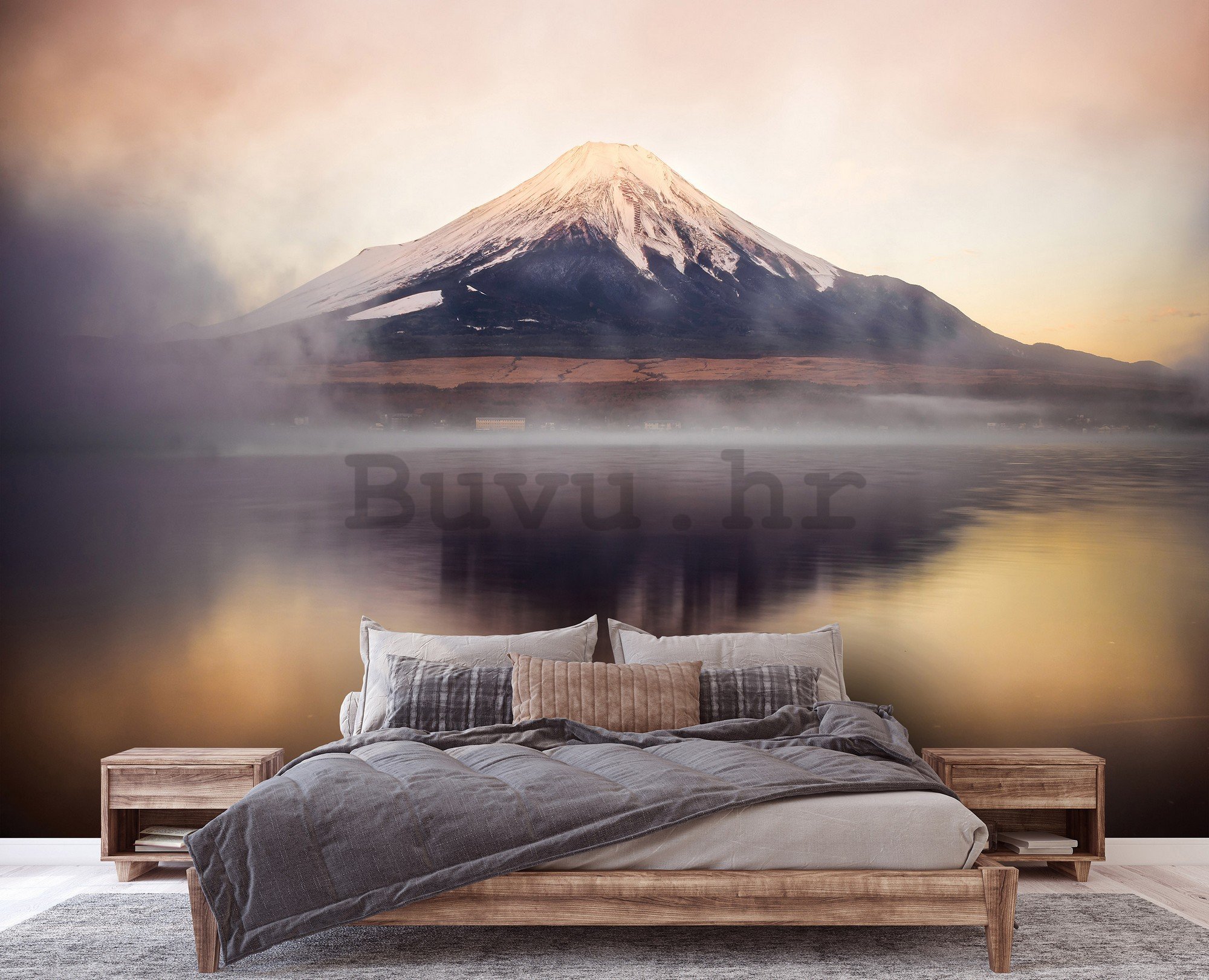 Vlies foto tapeta: Jezero i planina Fuji - 152,5x104 cm