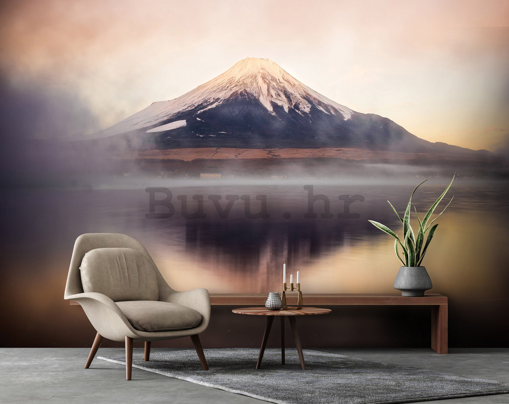 Vlies foto tapeta: Jezero i planina Fuji - 152,5x104 cm