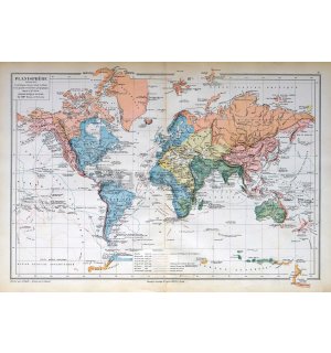 Vlies foto tapeta: Francuska karta svijeta (Vintage) - 104x70,5cm
