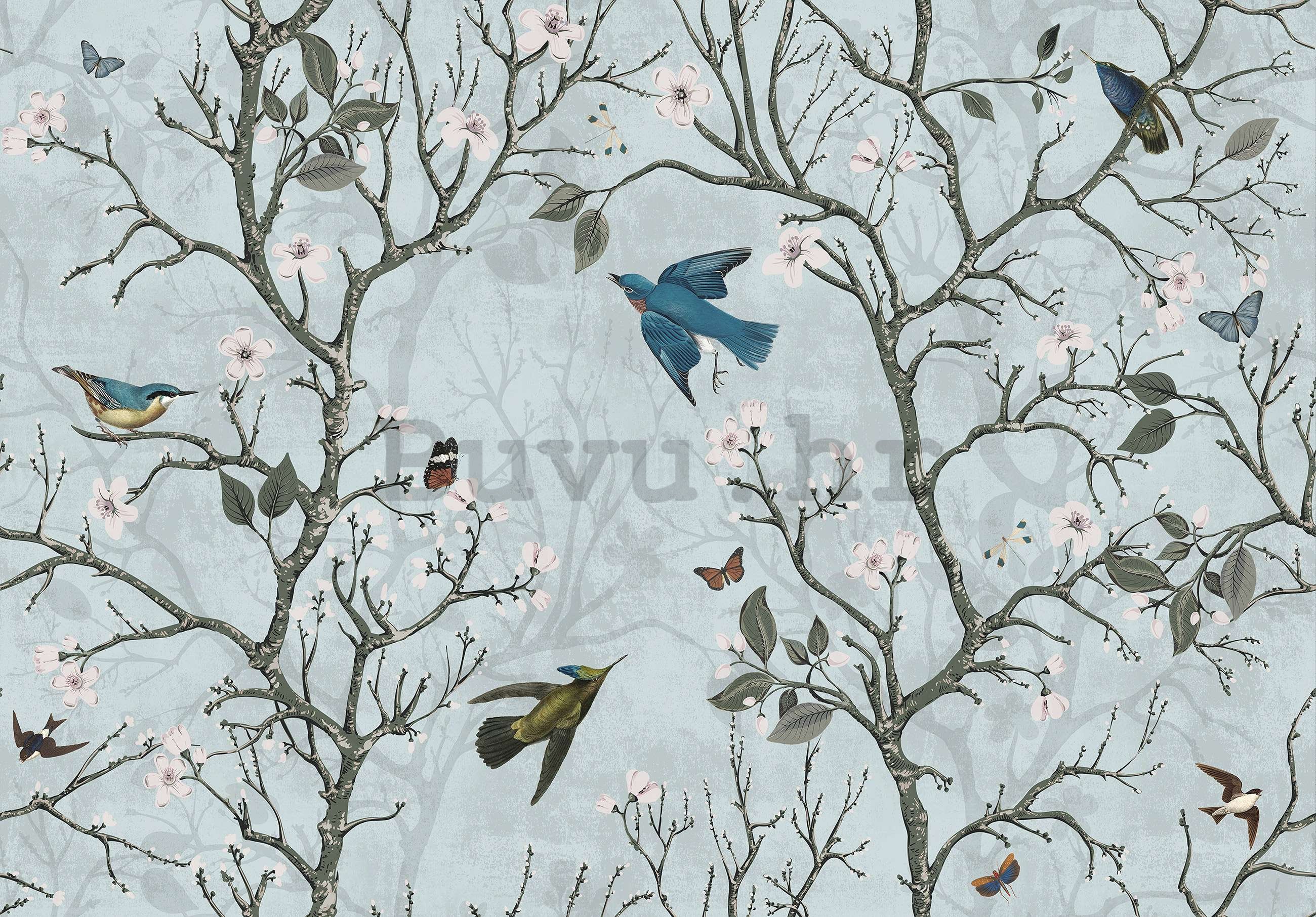 Foto tapeta Vlies: Ptice i drveće (animirani) - 254x184 cm