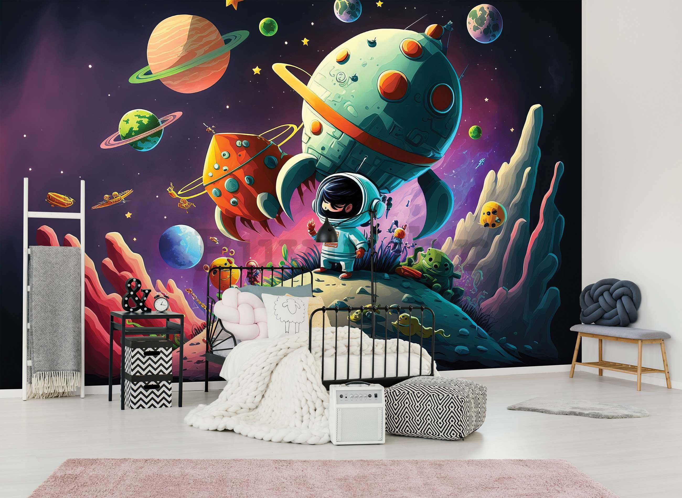 Vlies foto tapeta: Dječja pozadina Astronaut i svemir - 368x254 cm