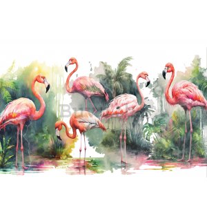 Foto tapeta Vlies: Flamingosi u prirodi - 254x184 cm