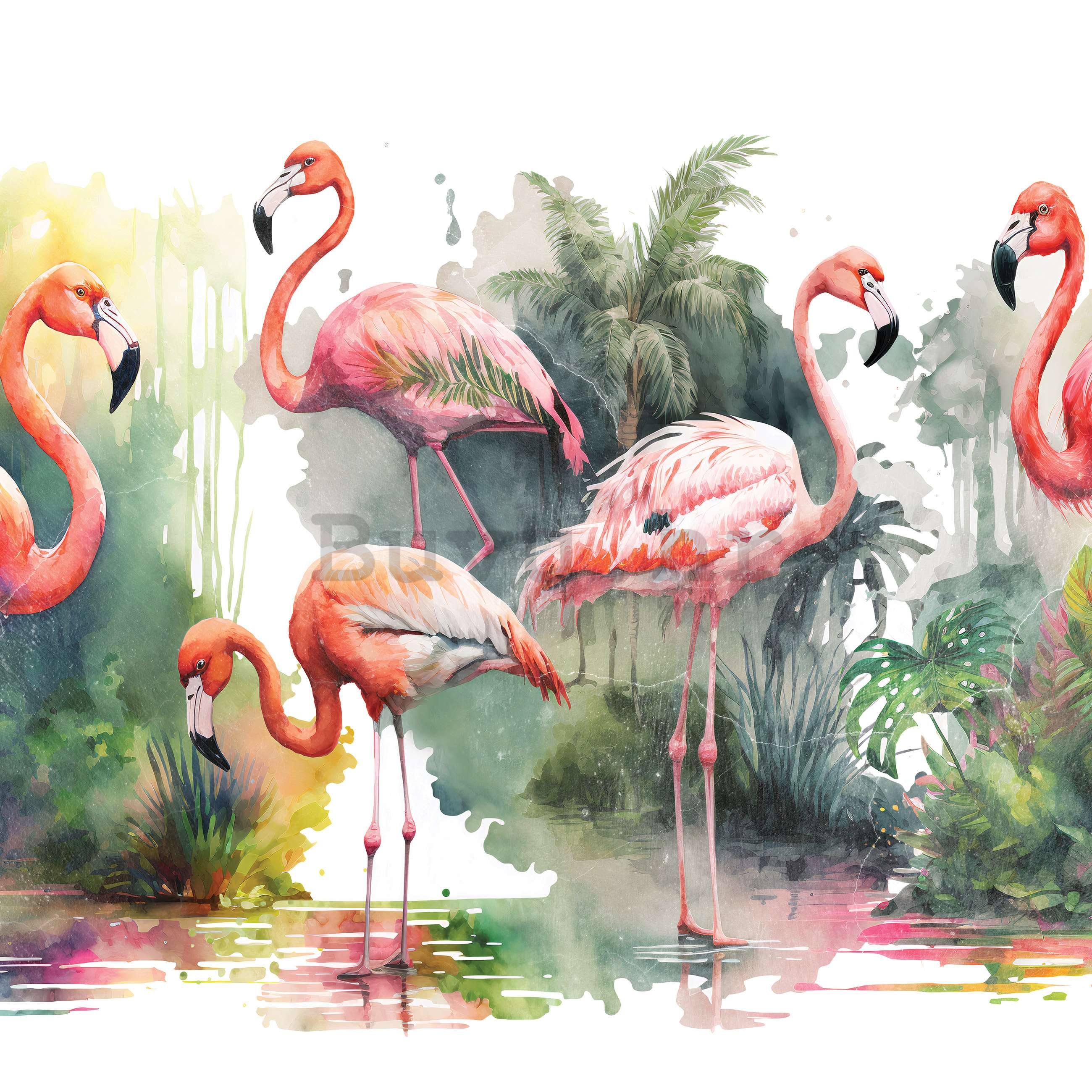 Vlies foto tapeta: Flamingosi u prirodi - 368x254 cm