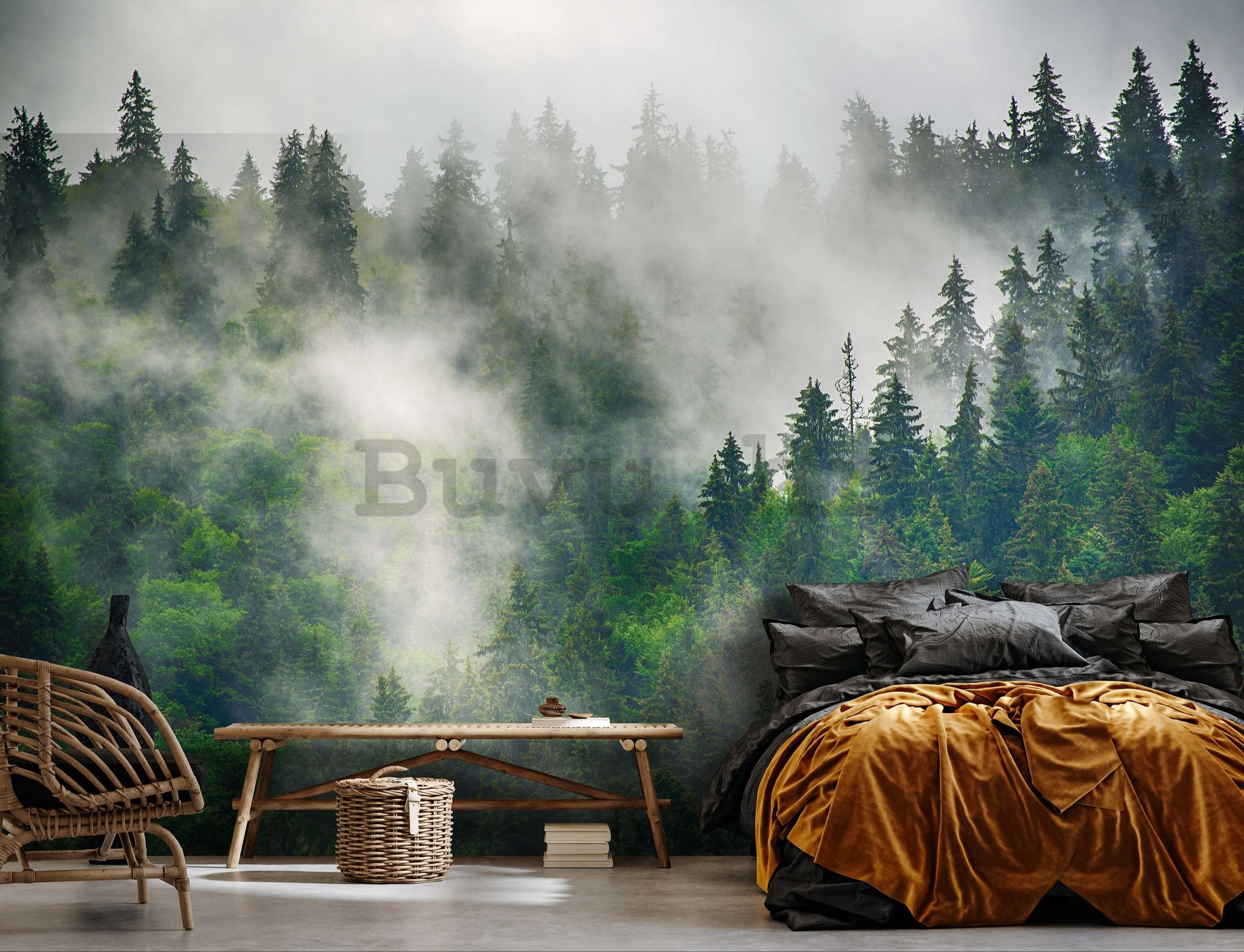 Vlies foto tapeta: Magla nad šumom (5) - 416x254 cm