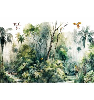 Vlies foto tapeta: U prašumi (naslikano) - 254x184 cm