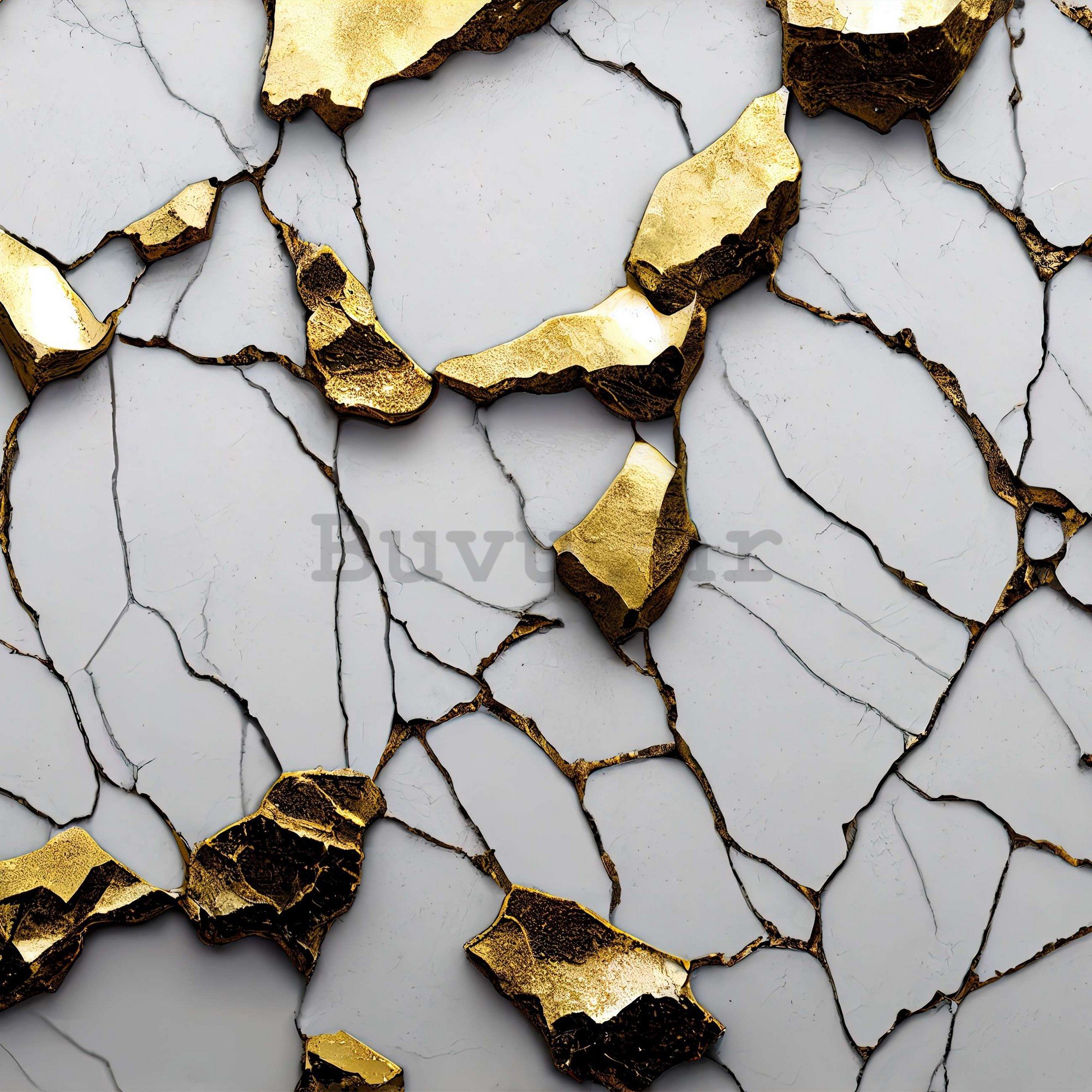 Vlies foto tapeta: Glamurozna imitacija zlatnog mramora s bijelim zidom - 368x254 cm