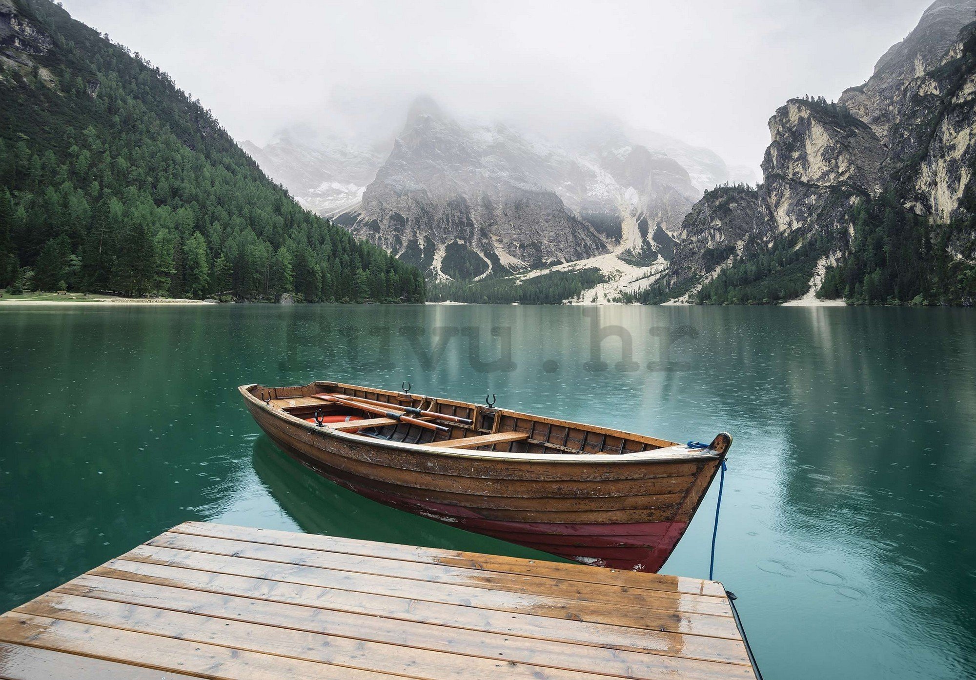Vlies foto tapeta: Čamac na jezeru - 368x254 cm