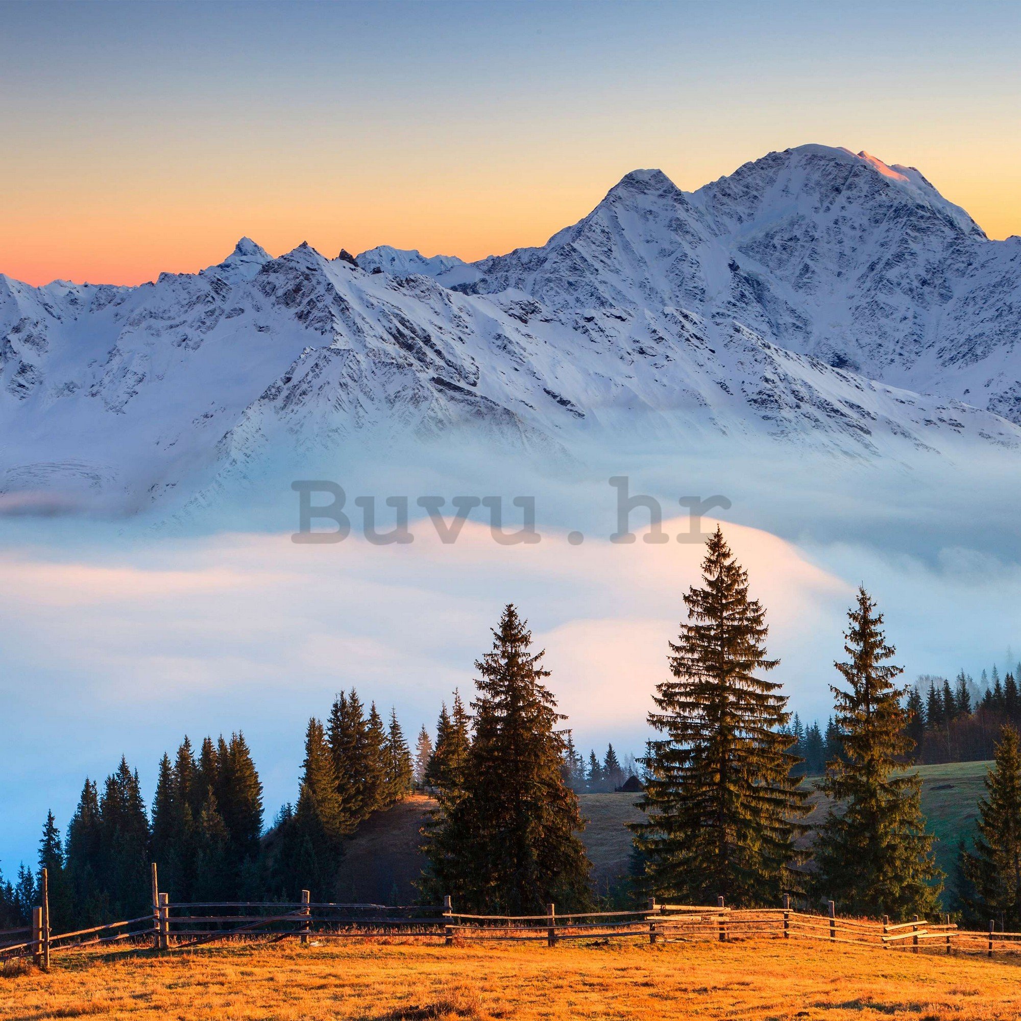 Vlies foto tapeta: Snježni planinski vrhovi - 368x254 cm