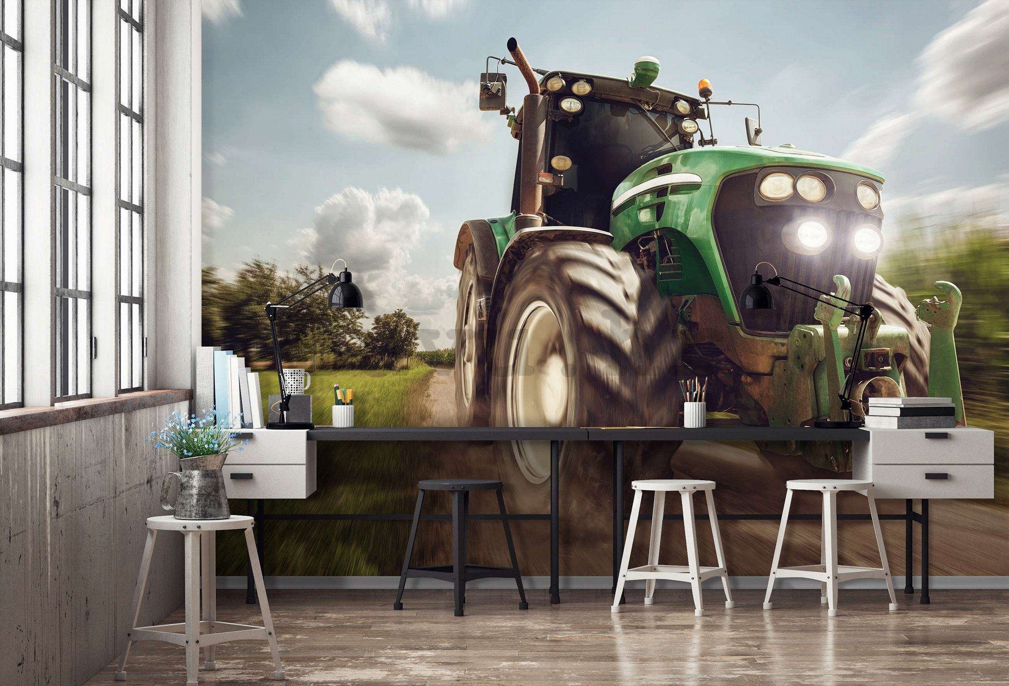 Vlies foto tapeta: Traktor - 368x254 cm