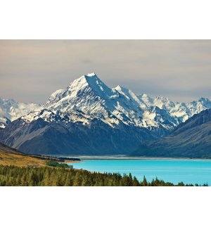 Vlies foto tapeta: Snježno planinsko jezero - 152,5x104 cm