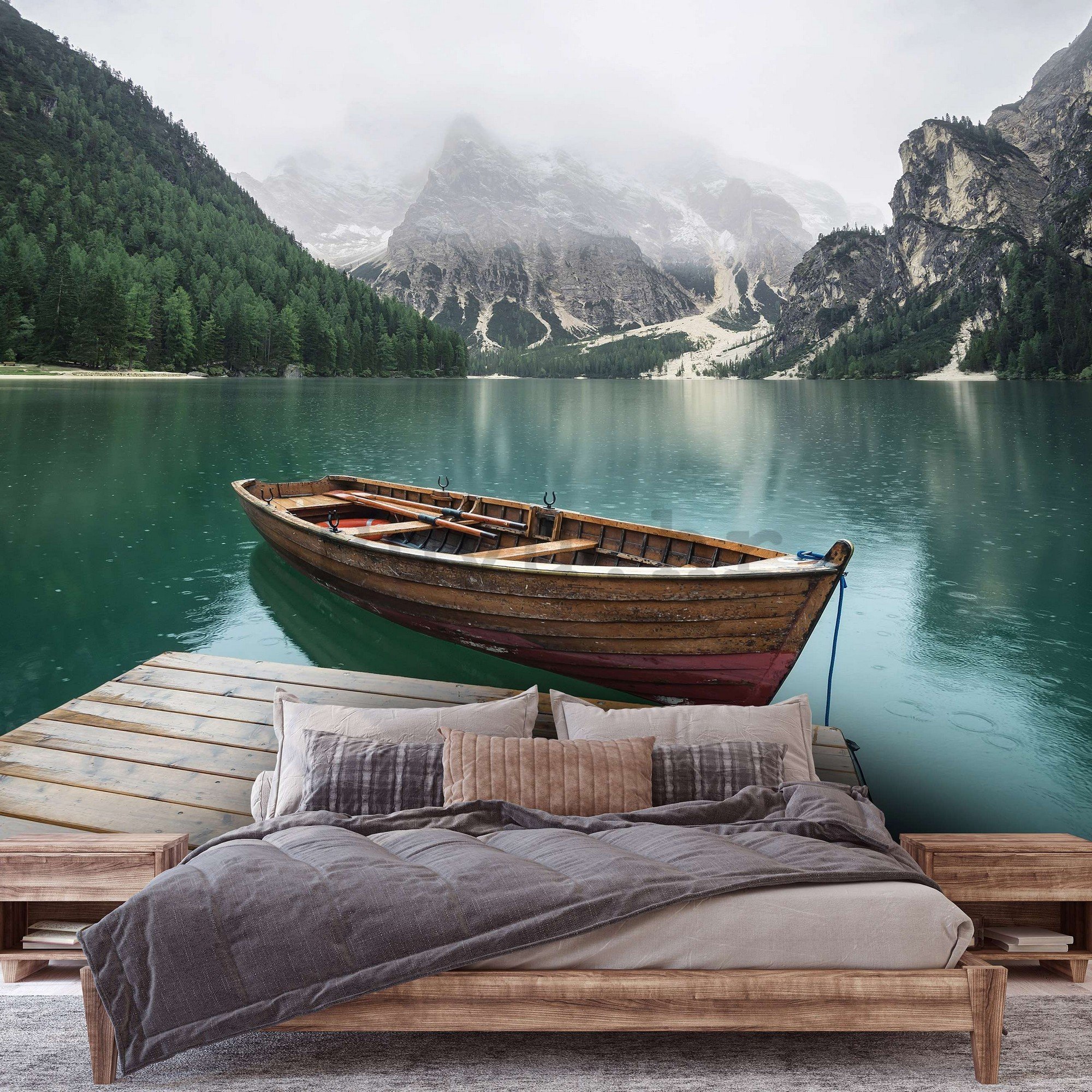 Vlies foto tapeta: Čamac na jezeru - 152,5x104 cm